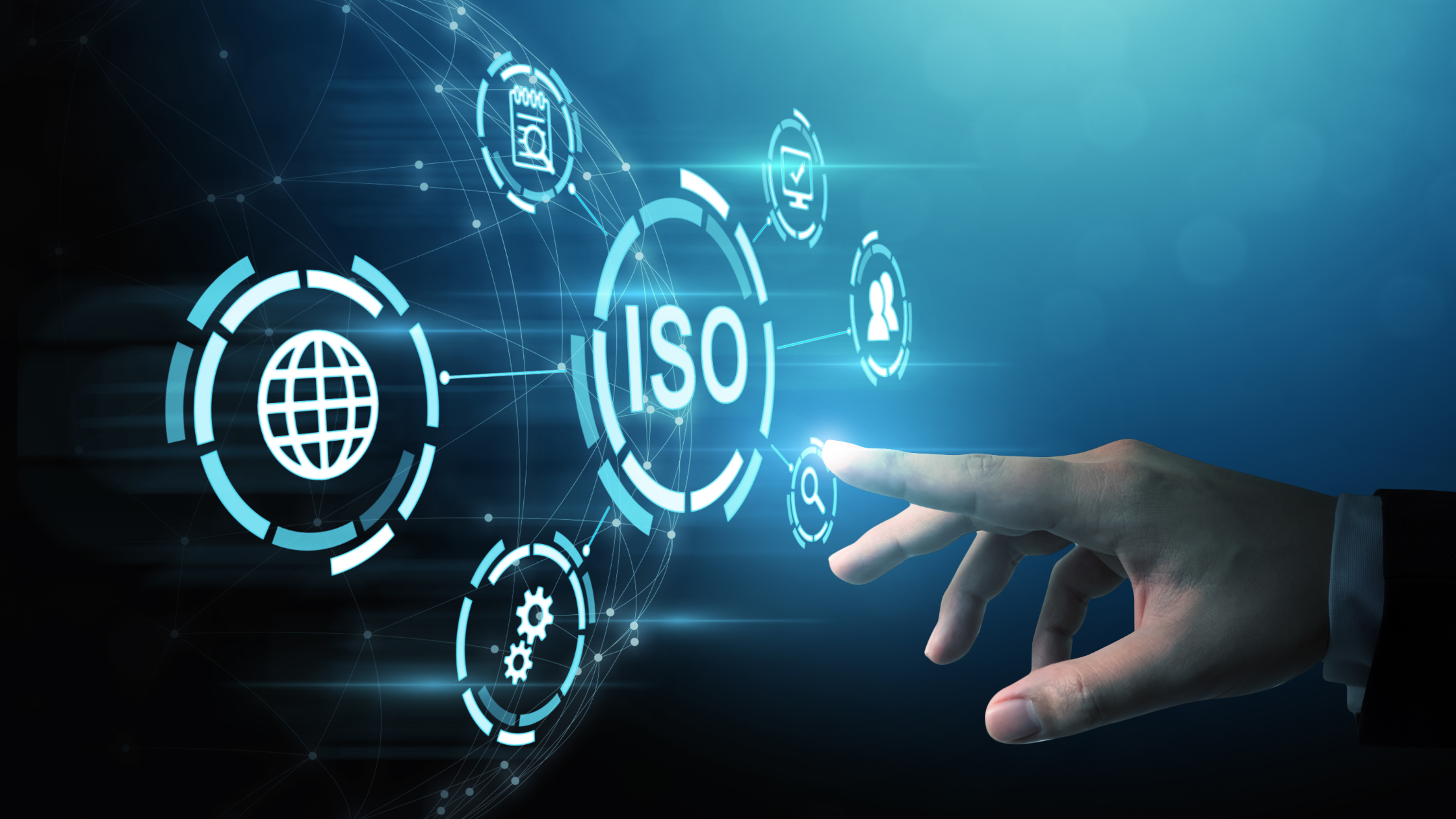 pointed finger pointing at a digital screen with a node which says